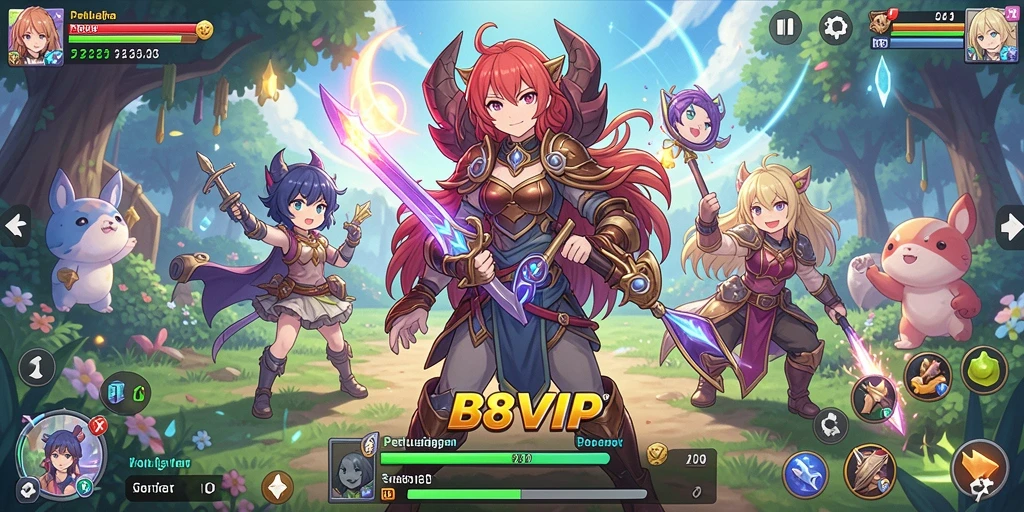 Tampilan screenshot B8VIP yang menarik menunjukkan aksi karakter Anime dalam pertarungan.