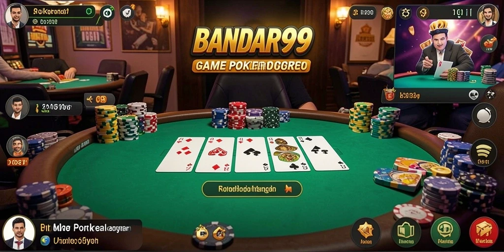 Screenshot gameplay di <strong>BANDAR99</strong> menampilkan momen menegangkan saat bermain Poker.