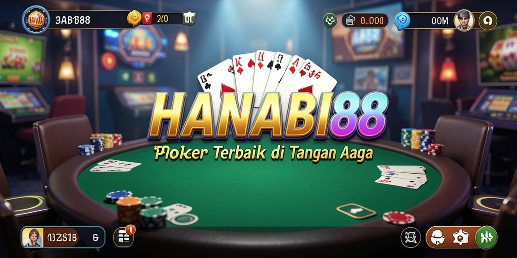 Tampilan gameplay poker yang seru dan menarik di HANABI88.