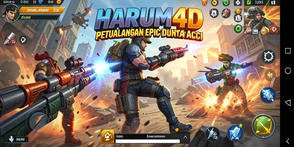 Tangkapan layar gameplay HARUM4D yang menunjukkan aksi seru dan karakter yang dinamis.