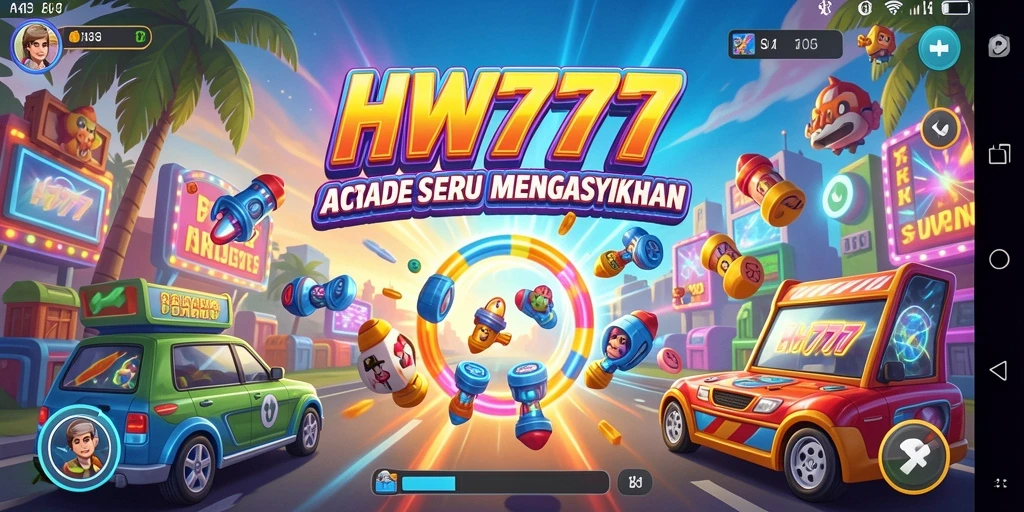 Tampilan gameplay HW777 yang penuh warna dan tantangan seru.