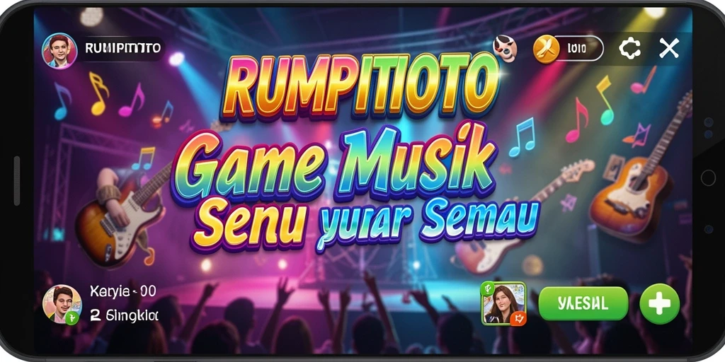 Screenshot gameplay RUMPITOTO yang menampilkan tantangan musik yang seru.