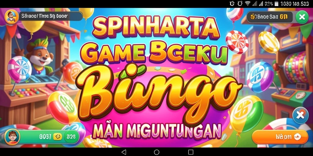 Tampilan gameplay SPINHARTA yang menarik dengan suasana Bingo yang seru.