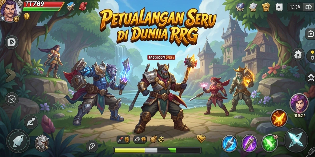 Screenshot permainan TT789 menampilkan pertarungan epik di dunia RPG.